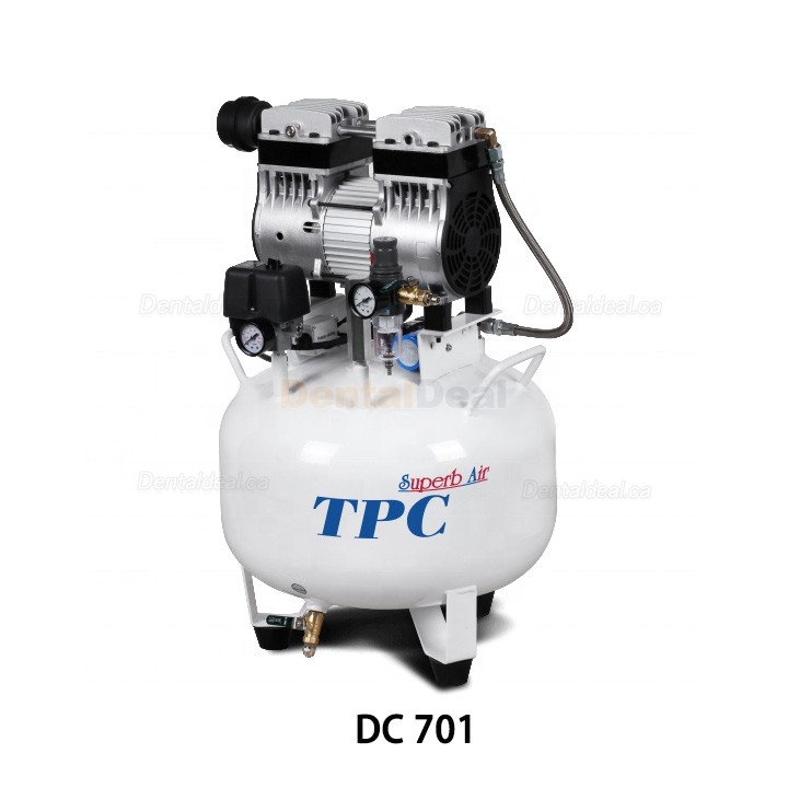 TPC DC701/702/703/704 Dental Lab Silent Oilless Air Compressor with 32-120L Tank